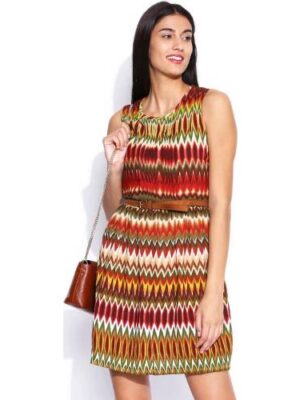 Tokyo Talkies Multicoloured Printed A-Line Dress