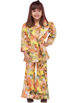 Kids Casual Wear Cotton Printed Cords Set for Girls With Jacket