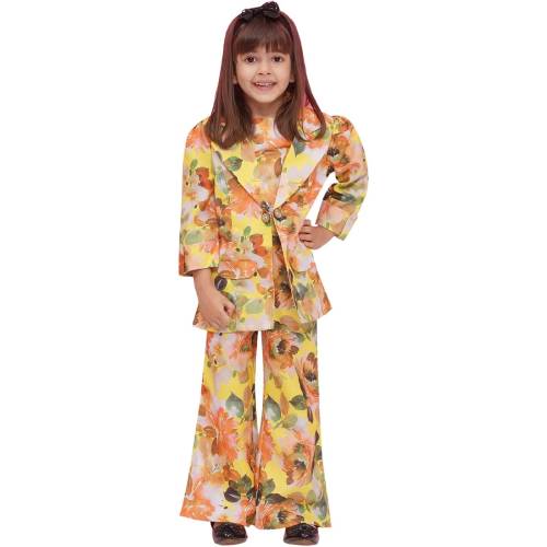 Kids Casual Wear Cotton Printed Cords Set for Girls With Jacket