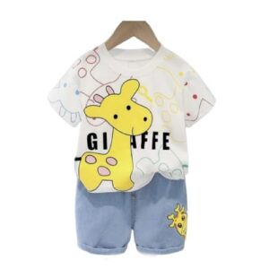 Denim Printed Half Sleeves Clothing Set for Kids