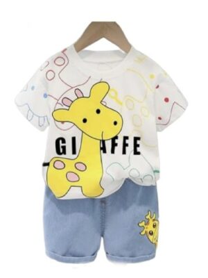 Denim Printed Half Sleeves Clothing Set for Kids