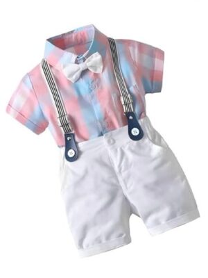 Kids Boys Printed Cotton Short Sleeve Collared Neck Ethnic Wear Spandex Shirt