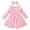 f1 Girls Polyester and Spandex Bow Applique Full-Sleeve Casual Dress