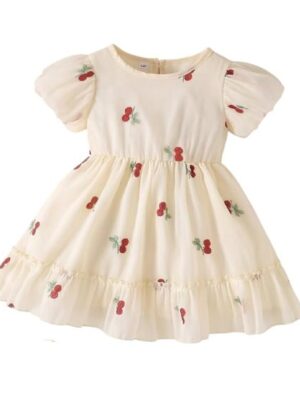 f9 Girls’ Long-Sleeve Floral Party Dress with Big Bow