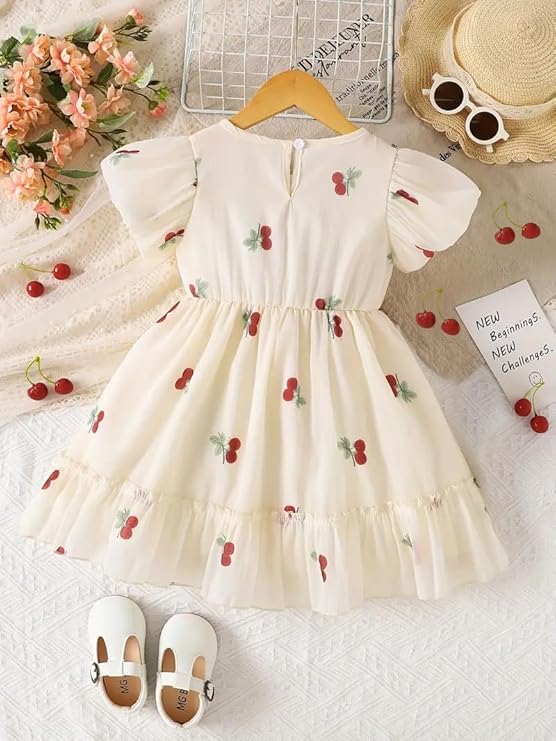 f99 Girls’ Long-Sleeve Floral Party Dress with Big Bow